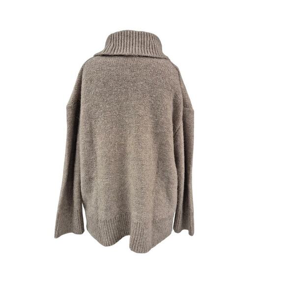 Banana Republic Wool blend Turtle Neck Sweater Ribbed Trim Tan Sz L - Picture 3 of 6
